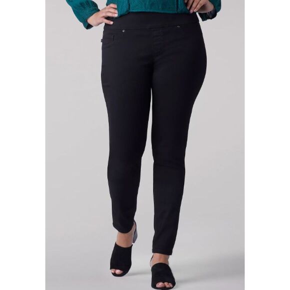 NEW Lee Slim Fit Sculpting Jeans Black Skinny Leg Pull On Stretch Size 24W - Picture 1 of 5